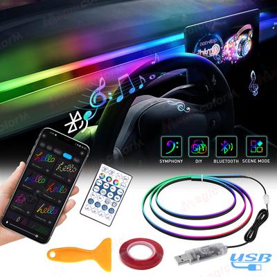 Автомобильная подсветка универсальная светодиодная симфония RGB атмосферная лампа 64 цвета акриловая полоса пульт дистанционного управления через приложение для Tesla Model 3 YSX