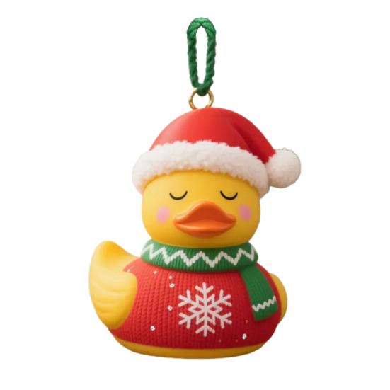 Рождественское украшение в виде утки, подвеска на елку в виде утки, милая смоляная утка в шапке Санты для декора дома, офиса, праздничной вечеринки