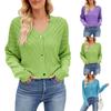 Women's Fashion V-neck Hollow Knit Cardigan With Loose Long-sleeved Knit Top