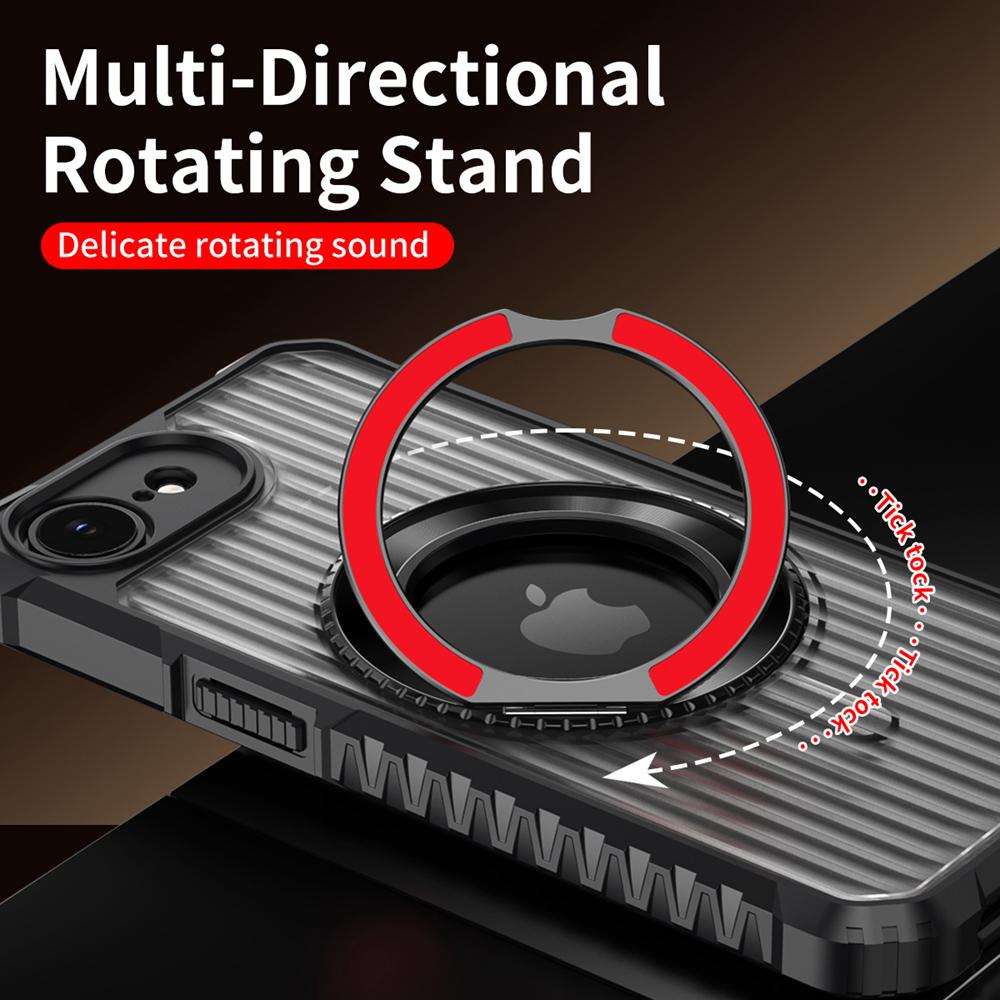 KEYSION Чехол-подставка с вращающимся на 360° кольцом для MagSafe для iPhone 16e 2025 Матовый прозрачный магнитный противоударный чехол для задней панели телефона
