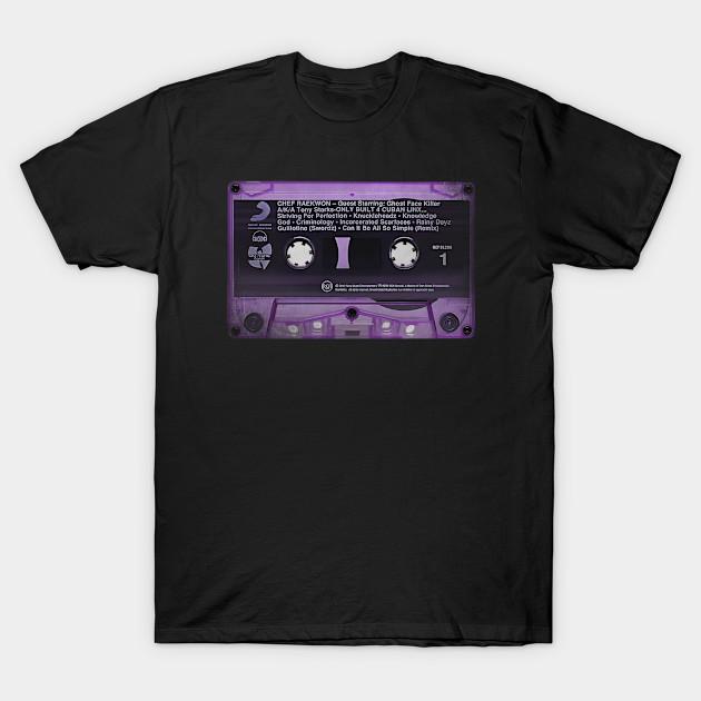 Asian Size Men Black Print T-shirt Purple Tape, Retro, Vintage, 90S Hip Hop No-Cut Heat Transfer Print Cotton Tshirt