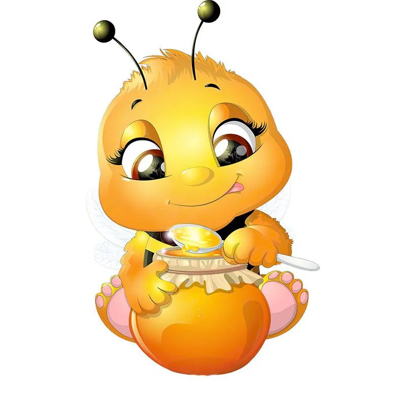 Cute Bee Cartoon Insect Car Stickers for Auto Body Window Door Trunk Moto Tank Cover Scratches Waterproof Decoration
