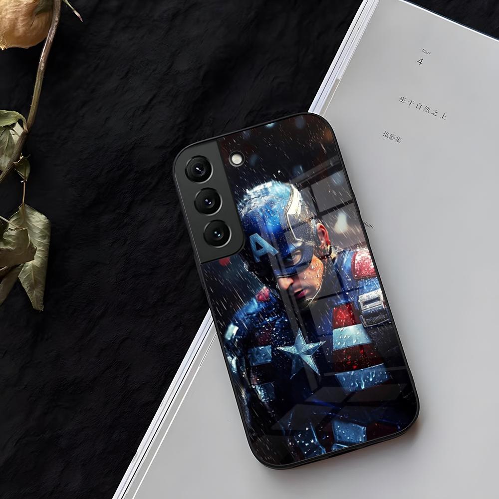 Captain America Phone Case Glass For Samsung Galaxy S21 S26 S25 S22 S20 S24 S23 Ultra Fe Plus A16 A34 A54 A24 Coque