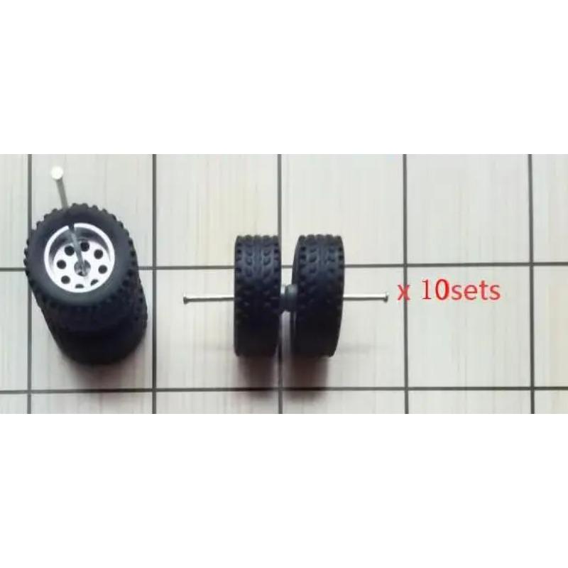 10 комплектов(на 10 машин) 1/64 Пластиковые 14мм Колеса Резиновые Покрышки для 1:64 Модель внедорожника для бездорожья