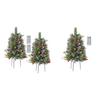 Lighted Artificial Christmas Urn Filler Battery Operated Pre-lit Xmas Pine Trees with Tripod Stake And LED Lights Holiday Planter Filler for
