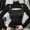 Футболка AltGoth Streetwear Gothic для женщин Y2k E-girl Cyber Punk с дырками на рукавах, лоскутное шитье, ажурная футболка с длинным рукавом, укороченная футболка Femme