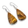 Tiger Eye Handmade 925 Sterling Silver Jewelry Earring 1.77" t5G74