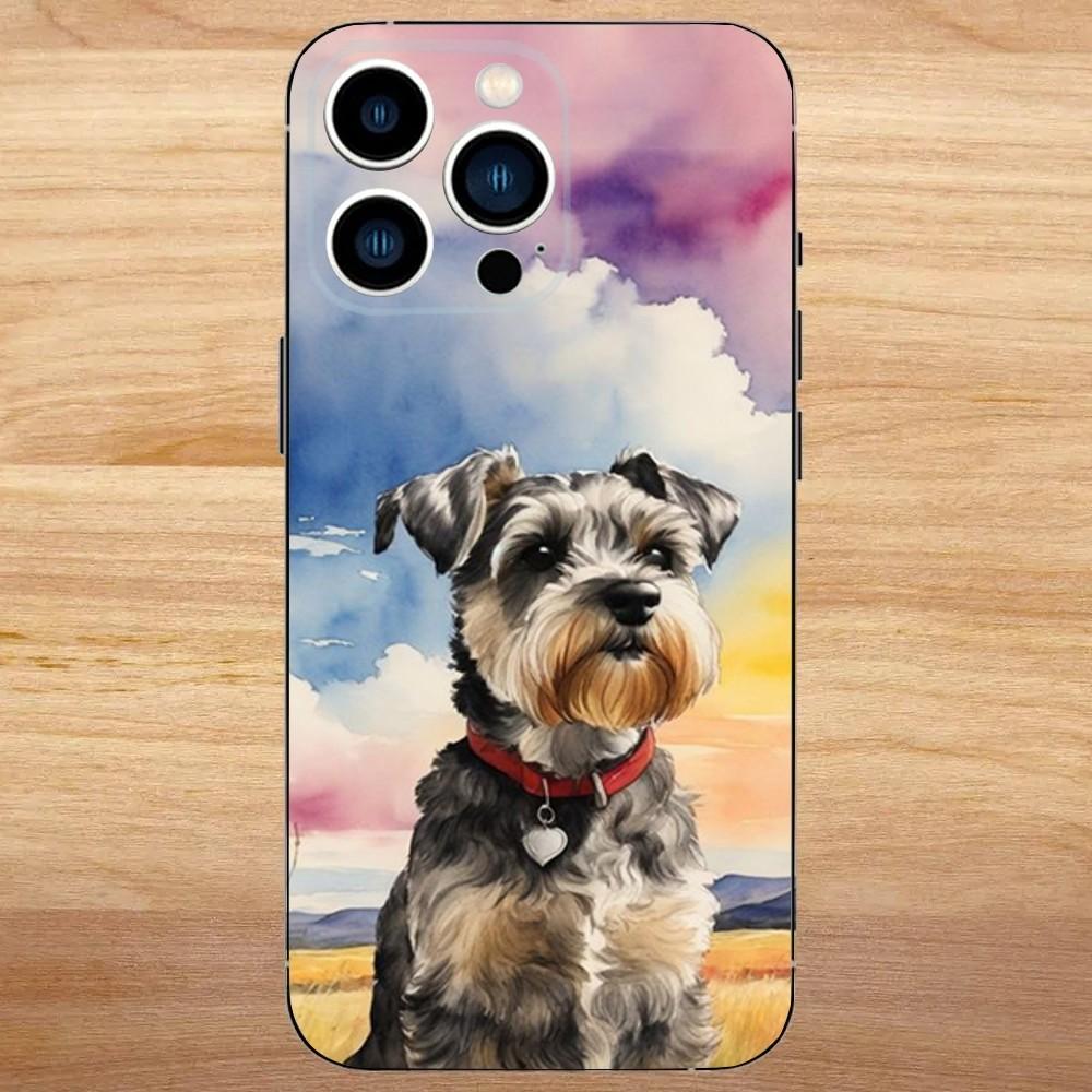 Мультяшный Шнауцер Чехол для Телефона iPhone 16,15,14,13,12,11,Mini,Pro,SE,MAX Белый Матовый Ударопрочный Чехол