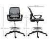 Ergonomic Office Chair, Armrests, Adjustable Foot Ring, Height-Adjustable Swivel, Mesh, Black