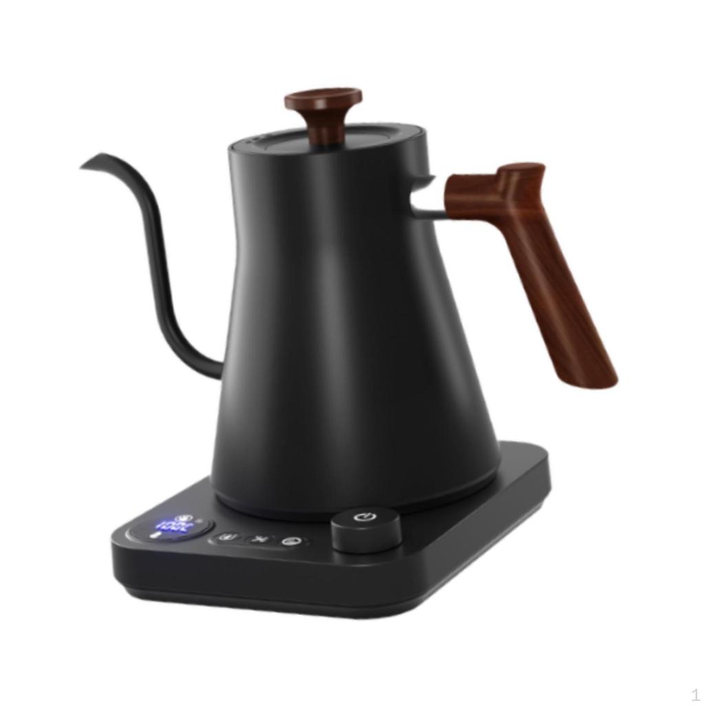 Electric Gooseneck Pour Over Kettle Temp Control 1200W Quick Boil for Office Black