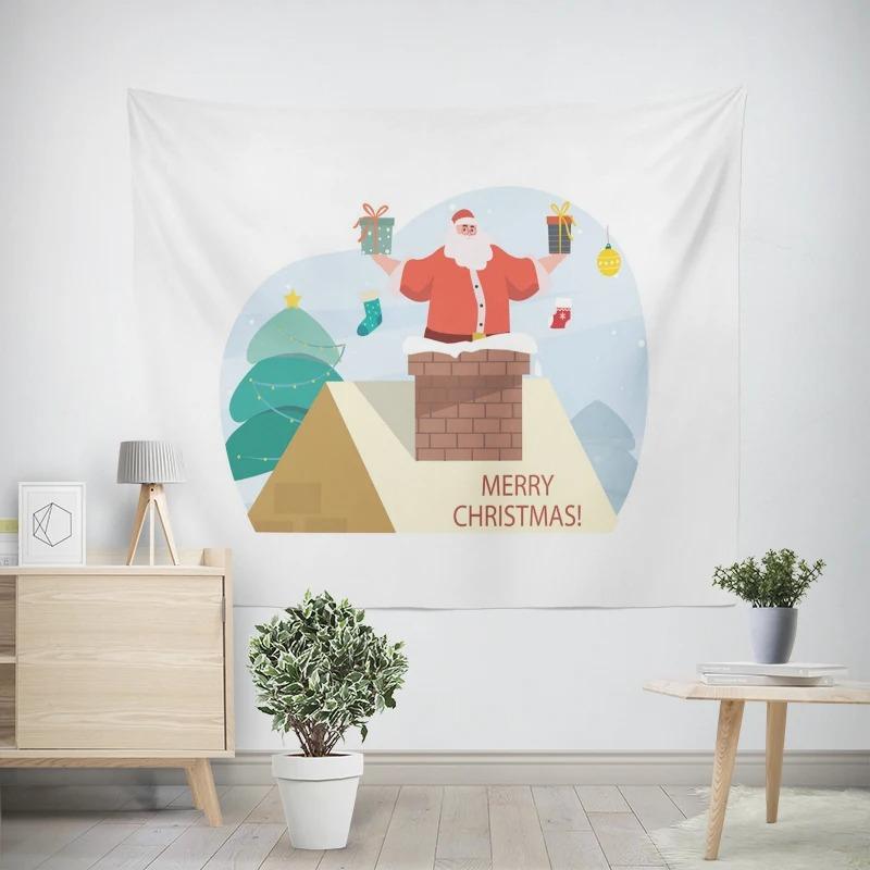 Новогодняя Рождественская Ночь Санта-Клаус Узор Гостиная Спальня Декоративный Гобелен