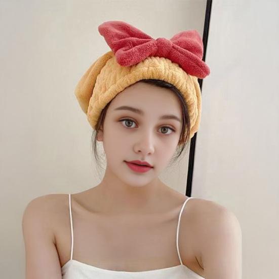 Абсорбирующая шапочка для сушки волос Быстросохнущее микрофибровое полотенце-обертывание для волос Шапочка для душа Тюрбан для сушки мокрых волос с галстуком-бабочкой для женщин и девушек