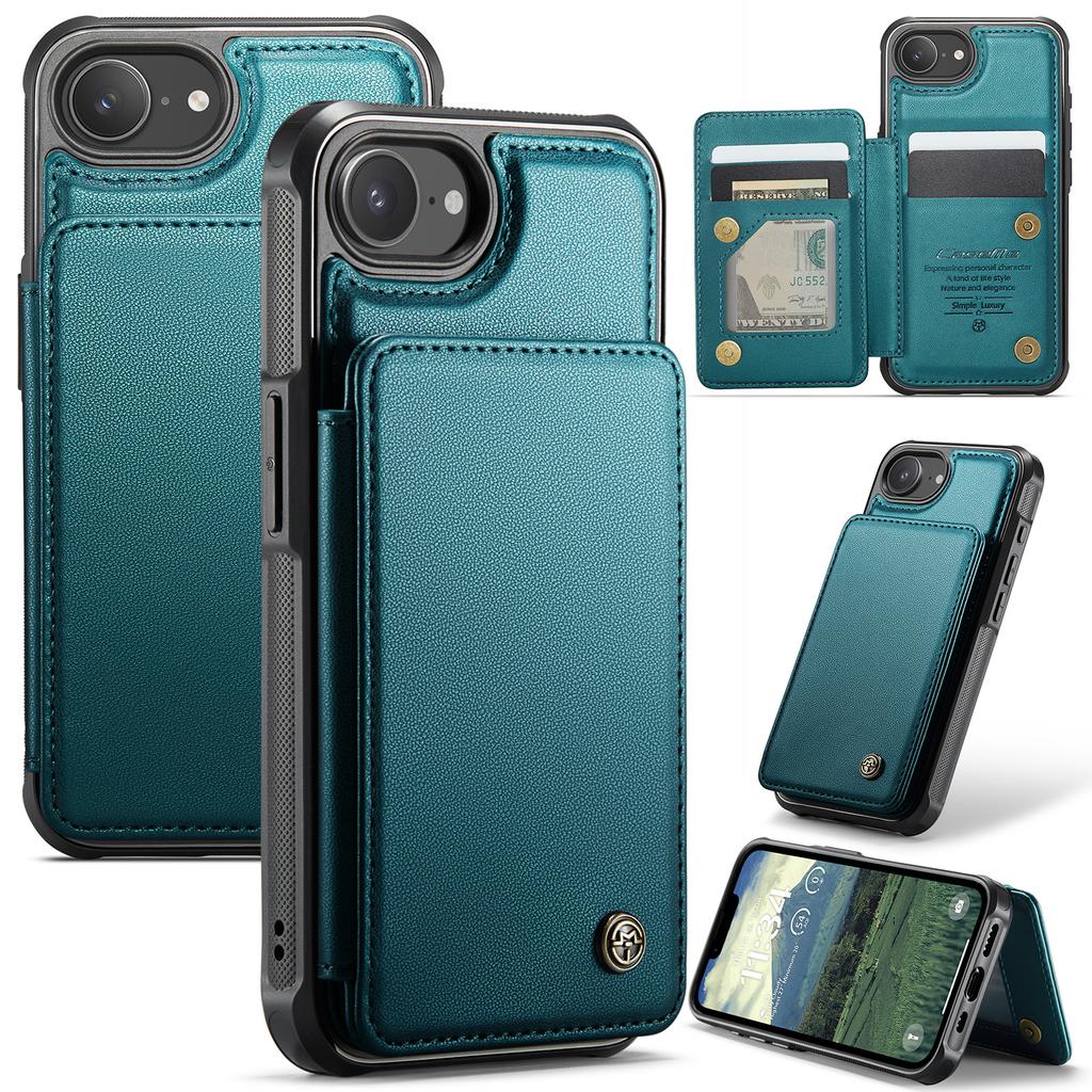 For iPhone 16e Phone Case CASEME C22 Leather Back Cover with RFID Blocking Card Slots