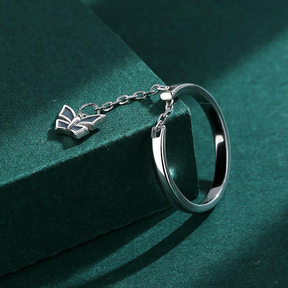 Модное открытое регулируемое кольцо с бабочкой и бахромой для женщин, натуральное серебро S925, ювелирные изделия на день святого Валентина, рождественский подарок