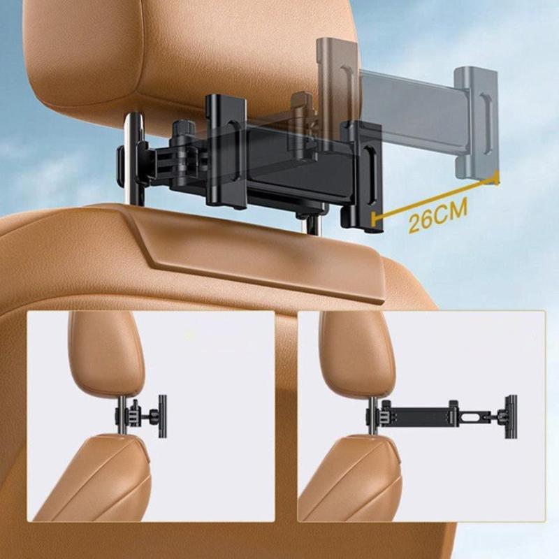 Car Rear Headrest Phone Holder Adjustable Telescopic Tablet Mount Stable Back Seat Bracket for Road Trips Kids Watching
