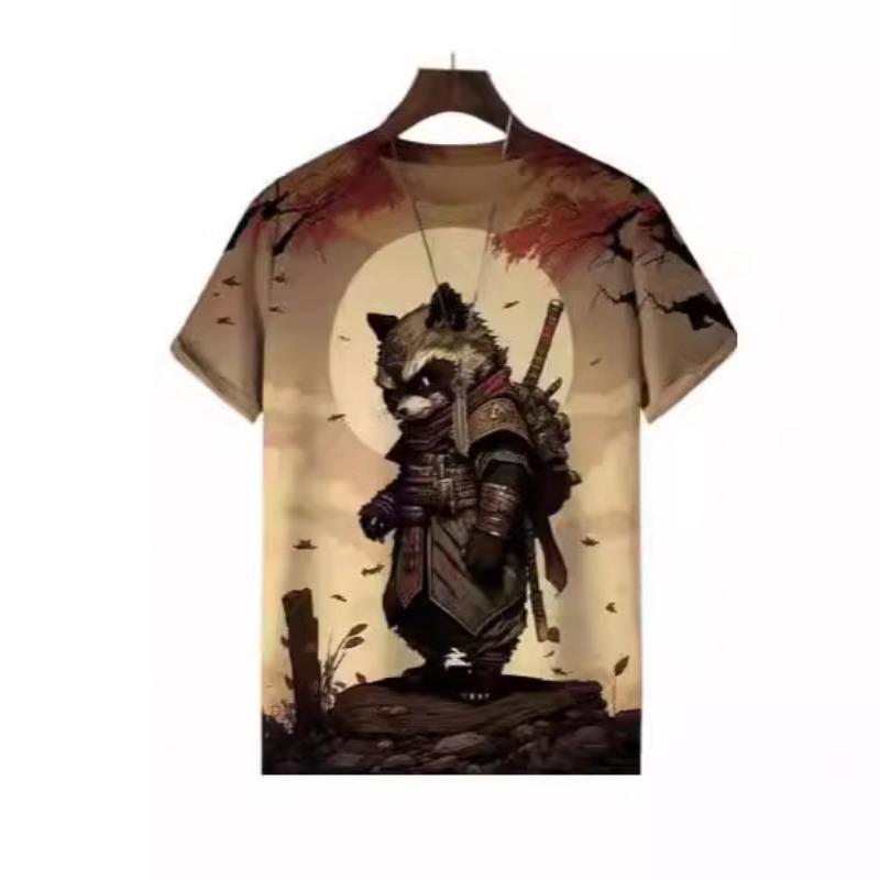 Модная футболка с животным принтом для мужской летней футболки с коротким рукавом и свободного кроя с круглым вырезом, повседневный топ-рубашка