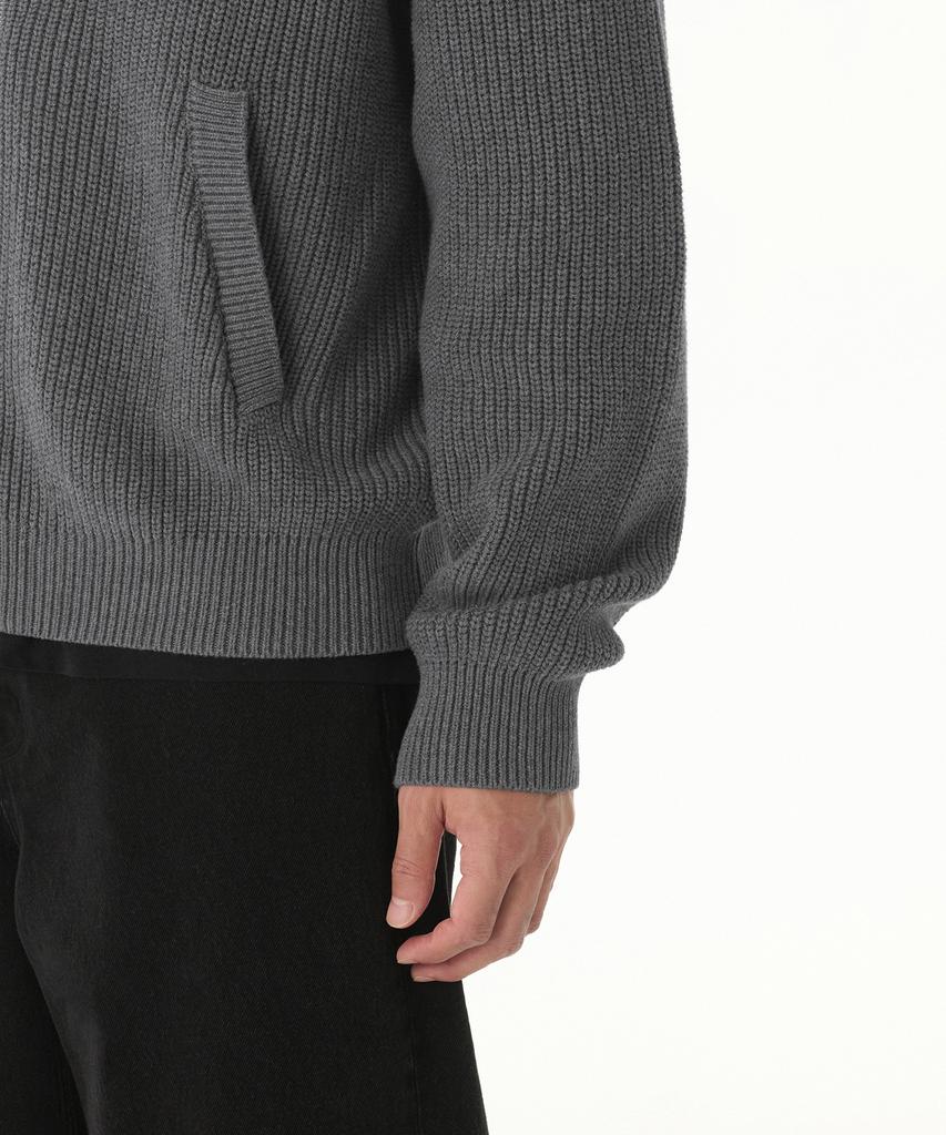 MUSINSA STANDARD Ribbed Knit Hooded Zip-Up [Gray]