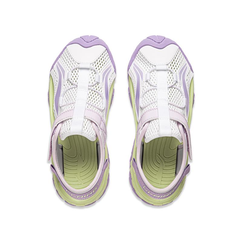 Li Ning Kids Comfortable Versatile Soft Sole Sandals Kids Footwear Standard-White Rose-Purple YKUU044-4