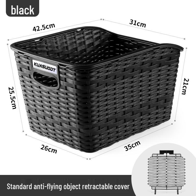 Large Capacity Bicycle Rear Basket with Lid for Mountain and Electric Bikes - Pet or Cargo Carrier.