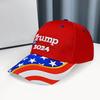 Бейсбольная кепка Трампа с вышитыми буквами и длинными полями, солнцезащитный козырек для президентских выборов 2024 года, принт американского флага, ретро-кепка для митингов и вечеринок унисекс