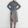 UMARMUNG COLLECTION Super Fine Merino Layering Wrap Skirt_Heather Grey