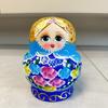 Russian Hand-painted 10-layer Blue Flower Toy Doll Gift Air-dried Ornament