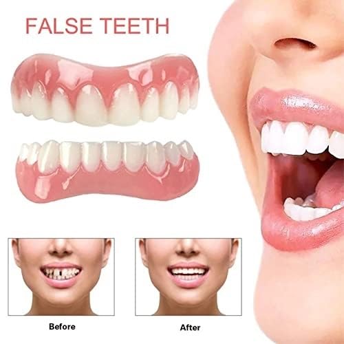 Dentures for Men and False Teeth Temporary Repair Denture Easy To Adjustable and Practical Whitening for Teeth Dentures, Women, Self-made Adhesive,