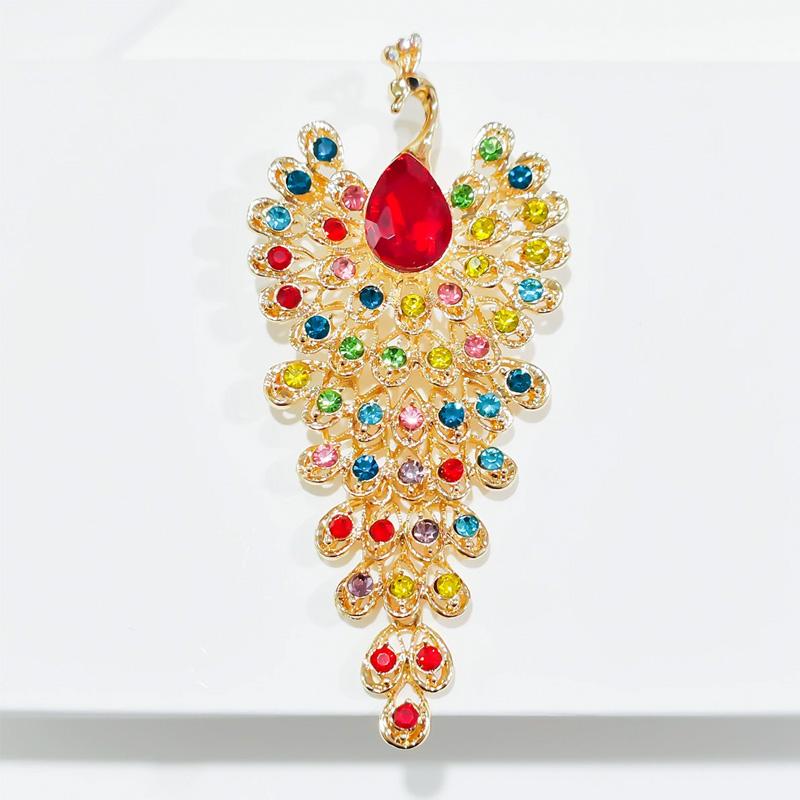1pc Jewelry Accessories Luxury Peacock Brooches Colorful Rhinestone Creative For Women Crystal Brooch Pins