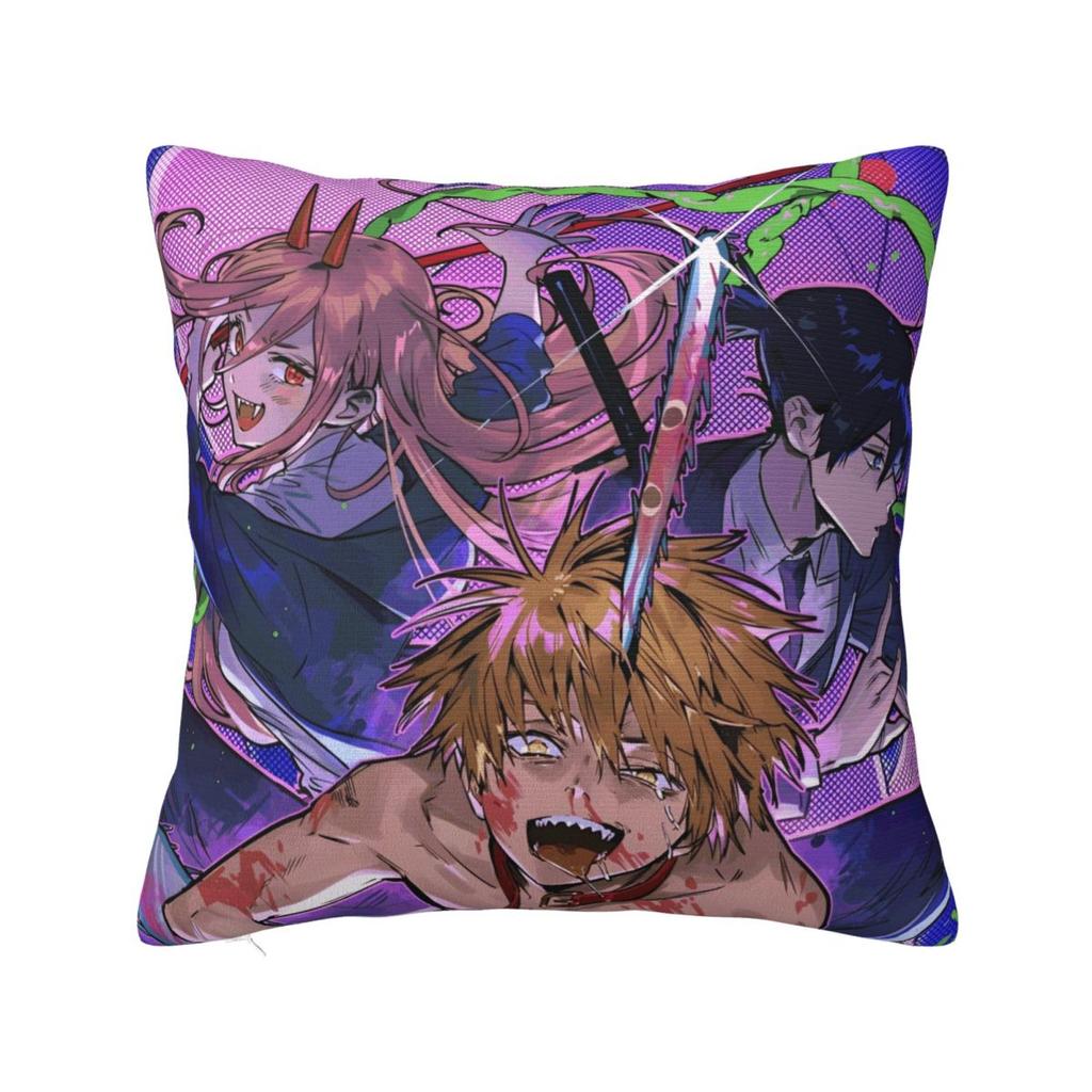 Anime Chainsaw Man Square Pillow Cases Cushion Cover Awesome Zippered Decor Throw Pillow Case Cover for Car