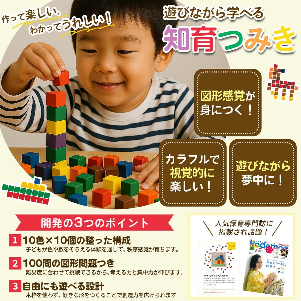By Educational Professionals and Featured In Sodatsumiki Building Blocks Colors X 10 Blocks 100 Practice Wooden Tsumiki Educational Wooden Puzzles by