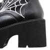 Gdgydh Women Punk Boots PU Leather Embroidered Spider Web Design Shoes Cool Retro Chunky Wedges Platform Boots Lace Up