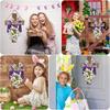 Wooden Cross Door Sign Easter He Is Risen Wreath for Front Door Religious Easter Decoration Hanging Sign Christian Floral Decor for Party Supplies