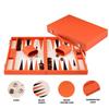 Backgammon de Luxe - ENGELHART - Prestige Similicuir Orange &amp; Marron - 18" Grand Format - Mallette Rigide - Pions Marbrés