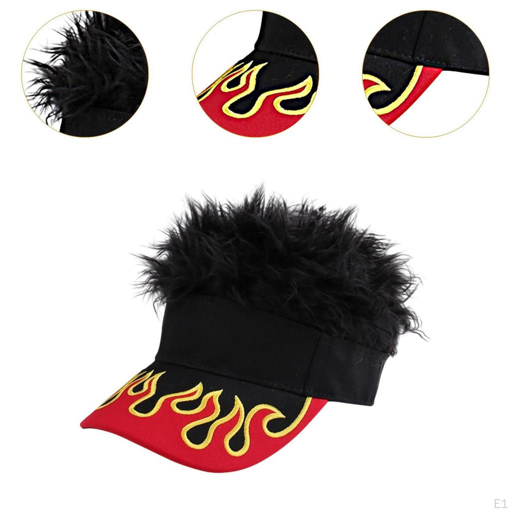 Visor Hat with Fake Hair Baseball Cap for Beach Sunbathing Cycling Christmas