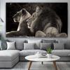 Black Two Lion Wild Animals Canvas Painting Posters and Prints Quadro Wall Art Picture for Living Room Cuadros Home Decoration