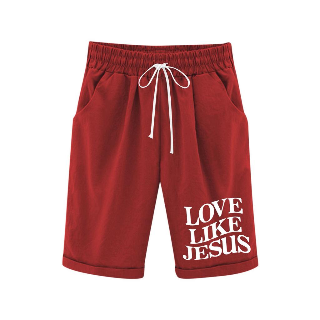 Летние повседневные спортивные брюки для мальчиков и девочек с эластичными поясами на шнурках и принтами на карманах.