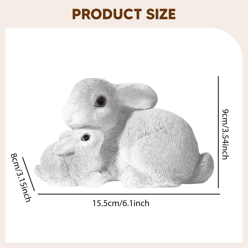 Mini Rabbit Figurine Resin Bunny Statue Animal Ornament for Indoor Outdoor Yard Balcony Easter Home Dollhouse Miniatures