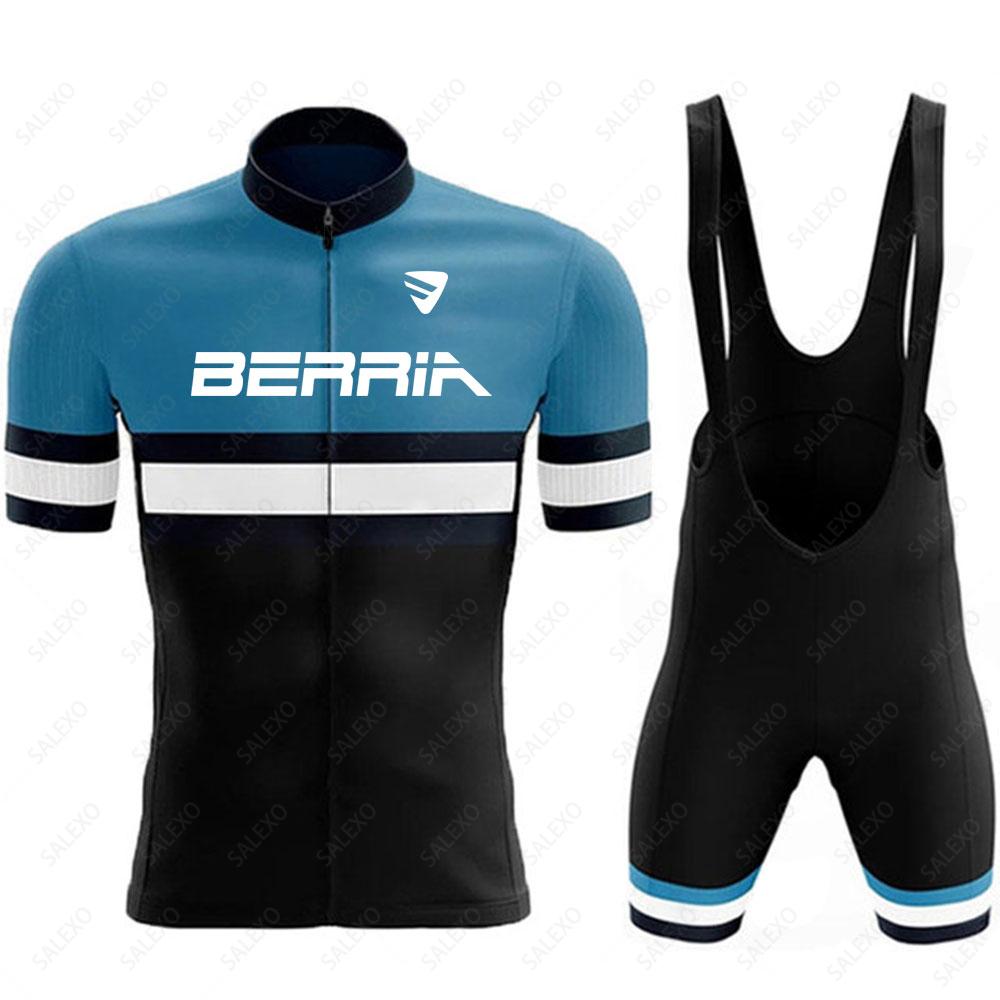 BERRIA Team Cycling Jersey Sets Summer Short Sleeve Mens Road Racing Bike Clothing Airproof MTB Bib Suit Ropa Ciclismo