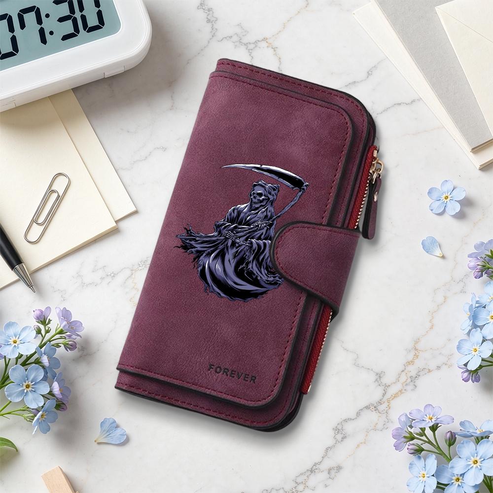 Grim Reaper Pattern Long Wallet Forever Style Fashion Card Holder Portable Daily Use Purse