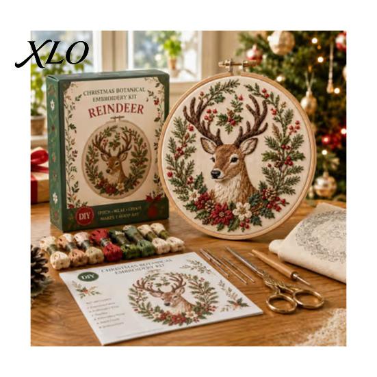 Christmas Wall Decoration Craft Embroidery Kit for Beginners, Pre-Printed Pattern Full Set Anniversary And Birthday Gift Ideas of Tools, DIY