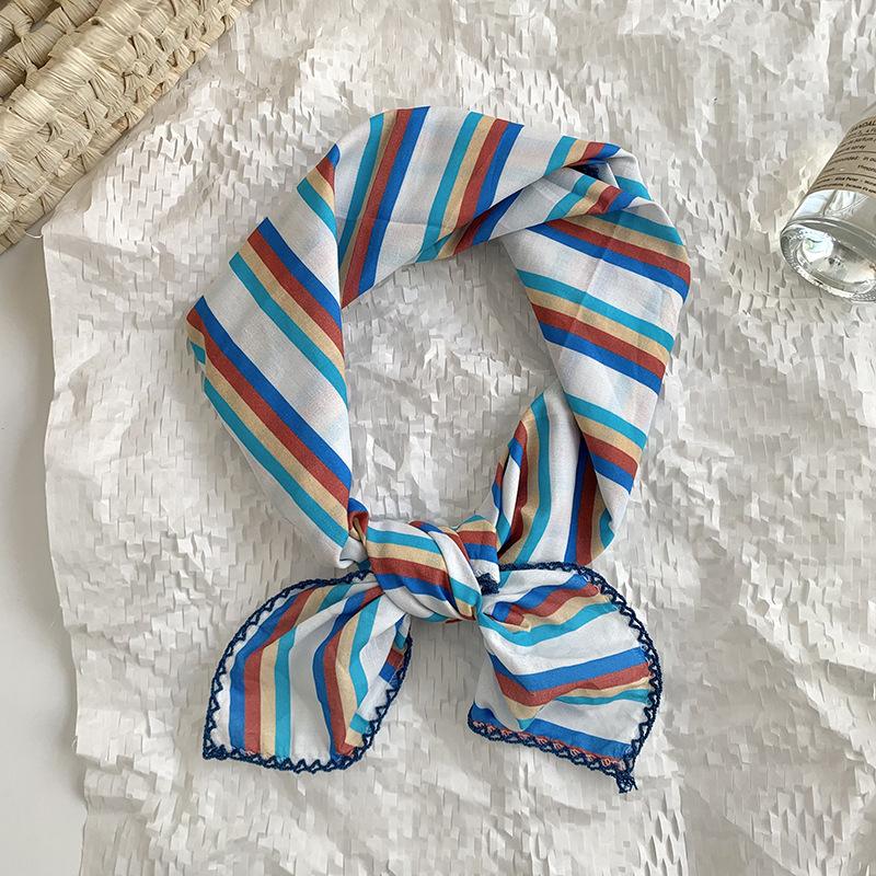 Платок летний женский пасторальное искусство мелкий цветочный универсальный декоративный маленький шарф шелковый платок квадратный платок высококачественные аксессуары для волос головной убор