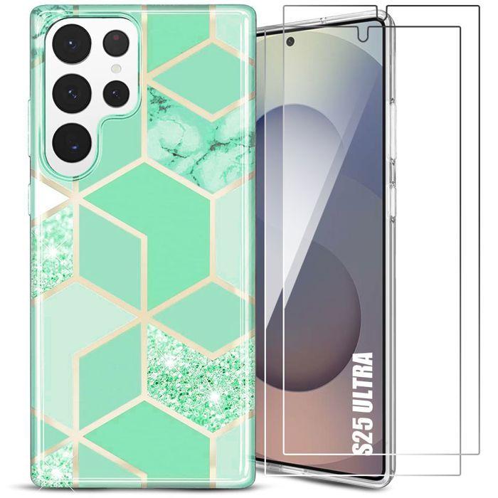 Coque de protection - BOOLING - pour Samsung Galaxy S25 Ultra - Motif Marbre Turquoise - Antichoc - Anti-rayures