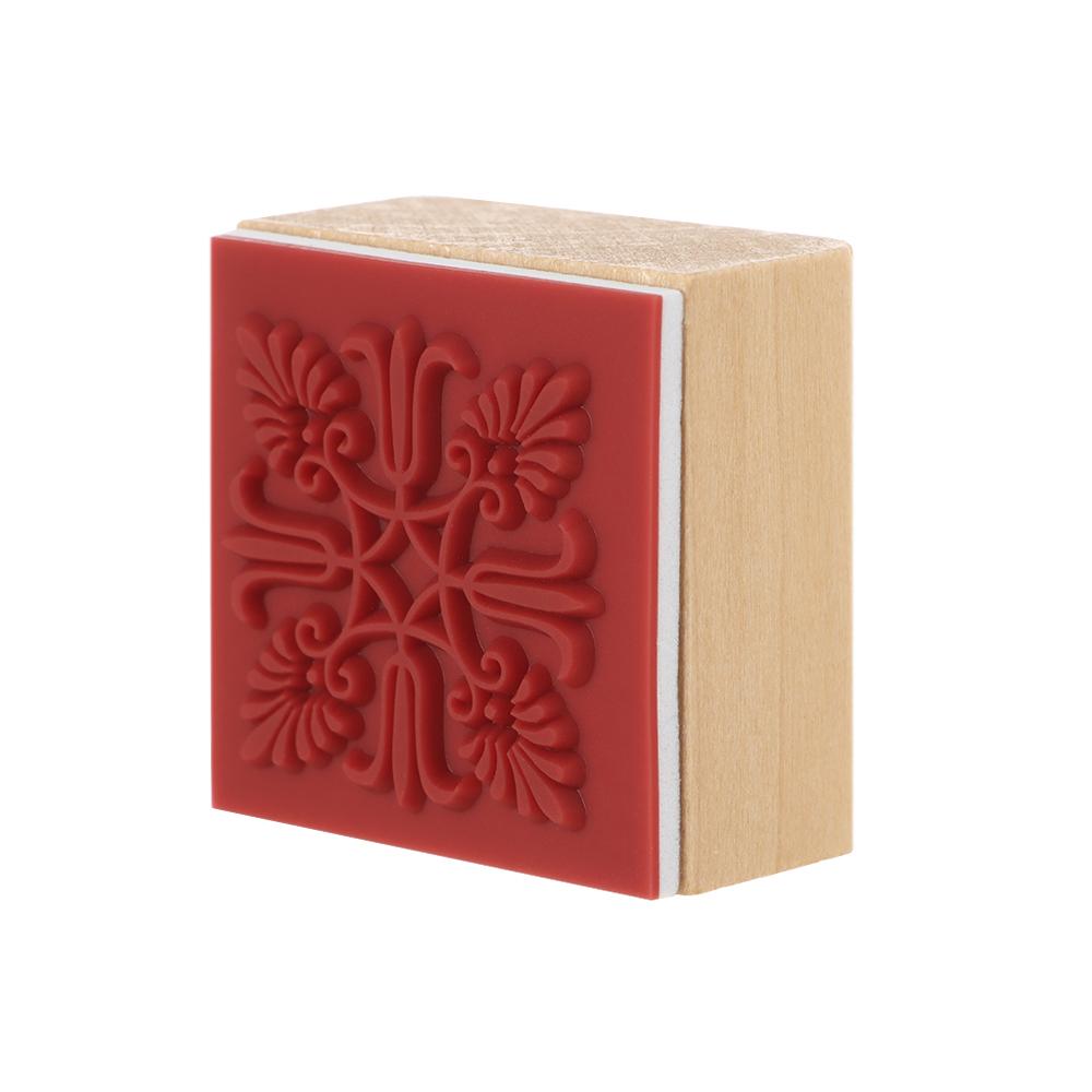 Sewing Vintage DIY Craft Wooden Rubber Scrapbooking Square Floral Stamps
