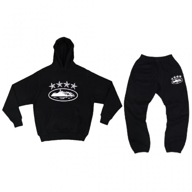 Mens Loose Hoodie Set Streetwear Hip Hop Skate Casual Tracksuit Cotton Blend