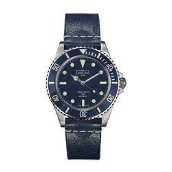 Davosa Ternos Sixties Men's Leather Blue Aluminum 161.525.45 Wrist Watch