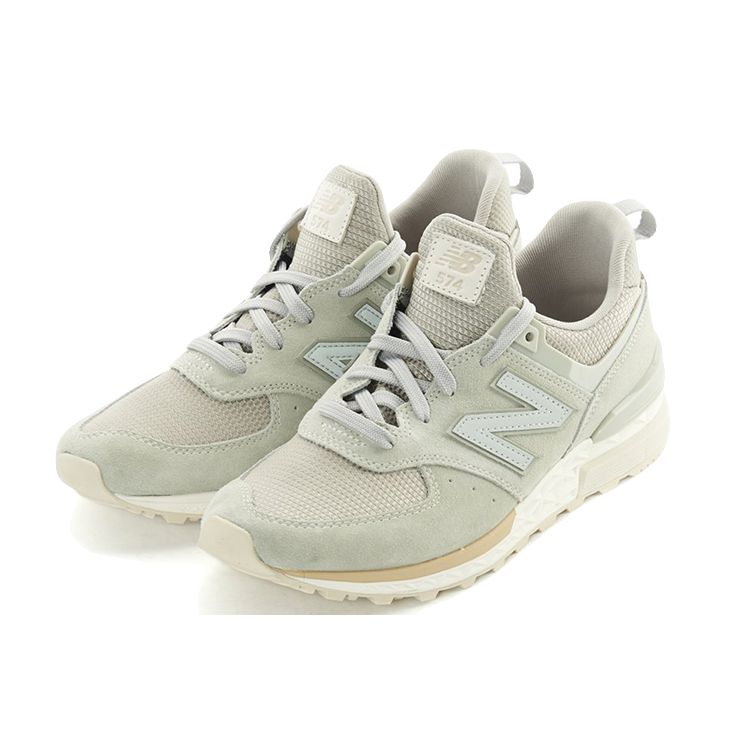 New Balance Nb 574 Sport Ткань Замша Сетка Повседневные Полуботинки Кроссовки Унисекс Серый Белый MS574FSG