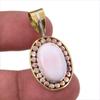 Natural Pink Opal Gemstone 925 Solid Sterling Silver Two Tone Pendant 1.50" H2L36