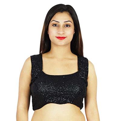 Плотные блестки Choli Black Designer Wear Bollywood Crop-Top Ready-Made Blouse