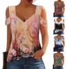 Summer Top Women's Top Short Sleeved Cold Shoulder V-neck Loose Basic T-shirt Casual Top Shirt Shirt