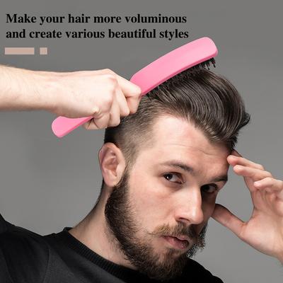 Travel Folding Comb Nylon And Boar Bristle Hairbrush Portable Detangling Comb For Root Lifting Textured Pompadour Styling